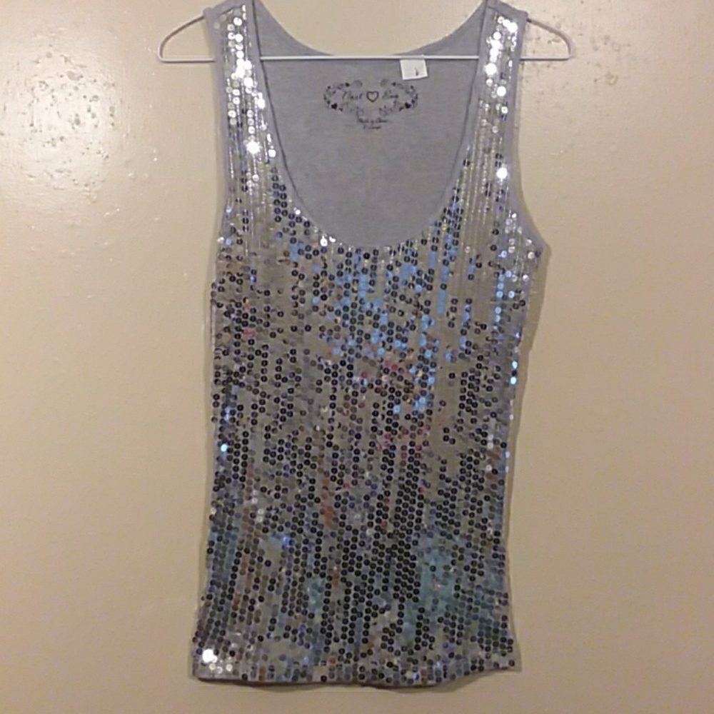 Sequin Tank top in Platinum